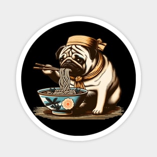 Cute Pug Eating Ramen Magnet